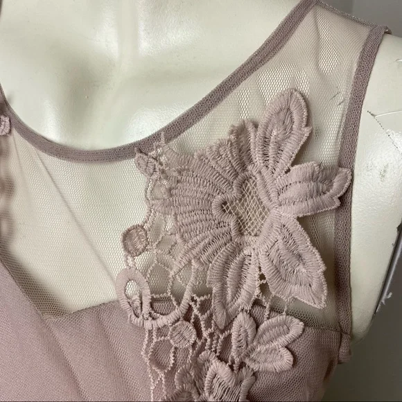 A’Reve Light Lilac Chiffon Floral Lace Dress Sz S - Picture 5 of 11